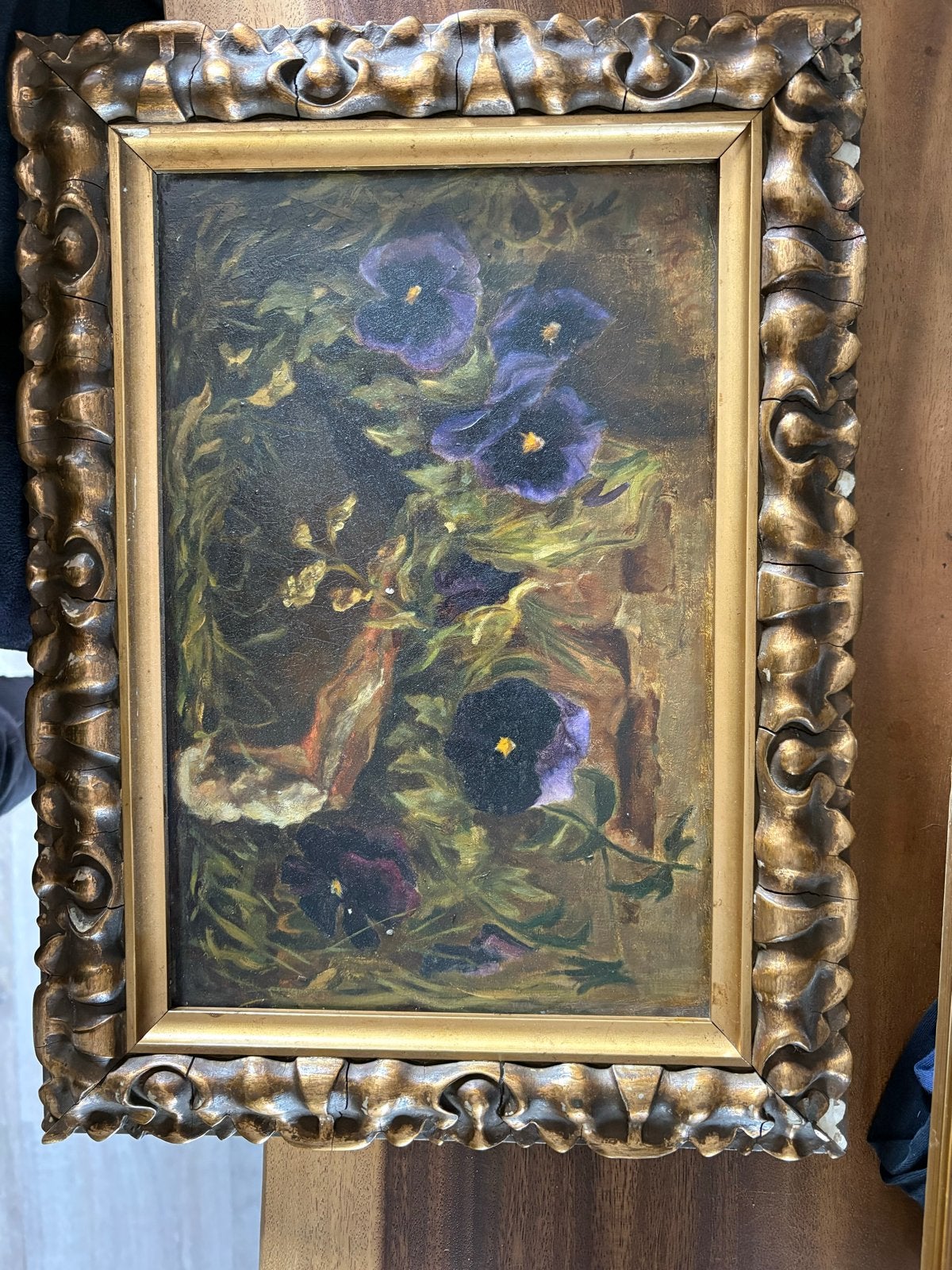 Olieverf Schilderij  - Viooltjes, Bloemen, Doek, Realistisch, Ophalen of Verzenden