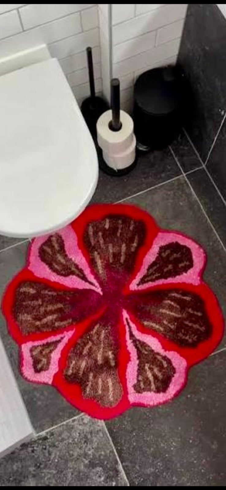 Badmat Flower Bloem-design, 50 tot 100 cm, Bruin, Rond, Nieuw