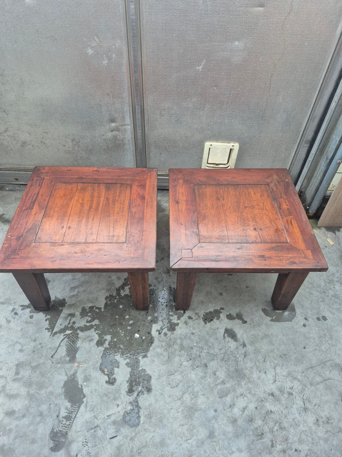 teak houten tafeltjes, Ophalen, Minder dan 45 cm, Gebruikt, Vierkant