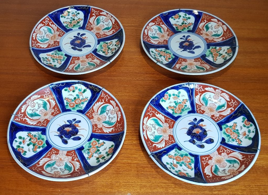 Set van 4 antieke Japanse Imari borden, Ophalen of Verzenden