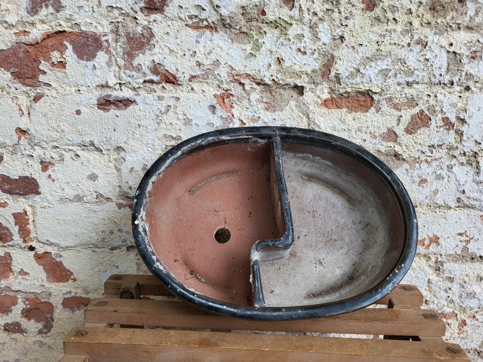 brocante ovale aardewerken schaal / allegonda, Ophalen of Verzenden
