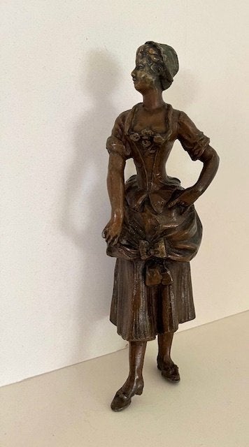 Zamac beeldje van een Française uit begin 1900, Ophalen of Verzenden