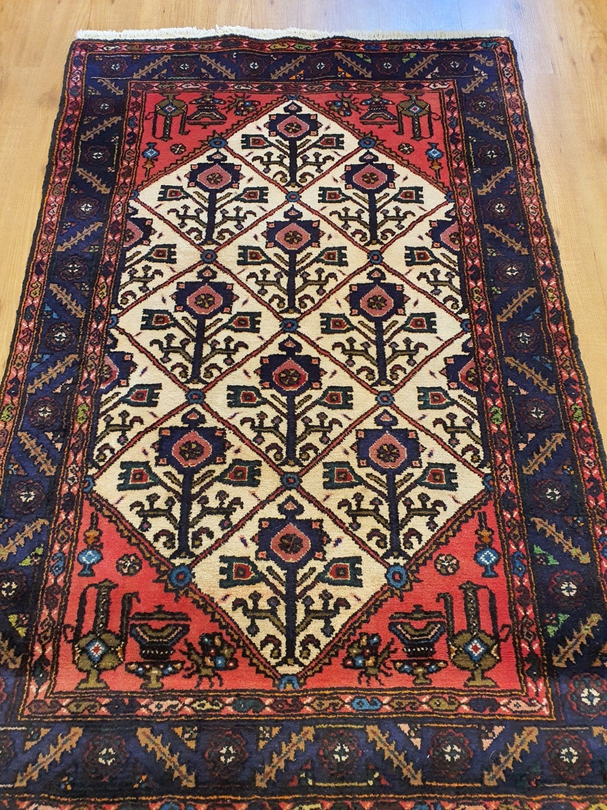 Vintage handgeknoopt perzisch tapijt hamadan 160x102, Info@SlatsAntiek.nl, Tweedehands, 100 tot 150 cm, Perzisch