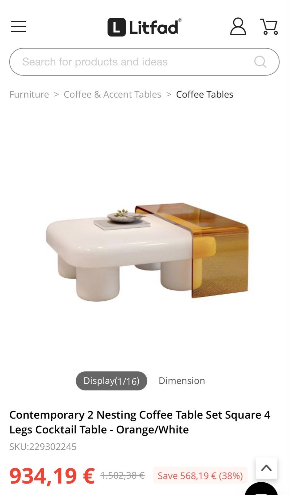 Designer koffietafel 80x80x30 cm - Zo goed als nieuw, Ophalen, Kunststof, Vierkant, 50 tot 100 cm