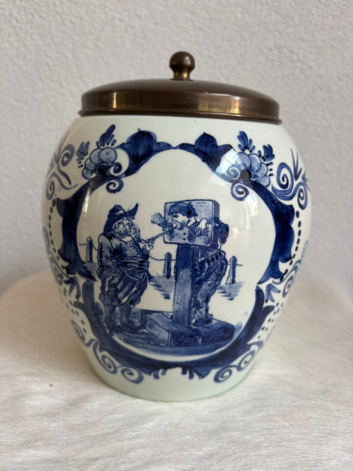 Vintage tabakspot Delfts Blauw ‘Van Rossem’s Troost’ 19 cm, Ophalen of Verzenden