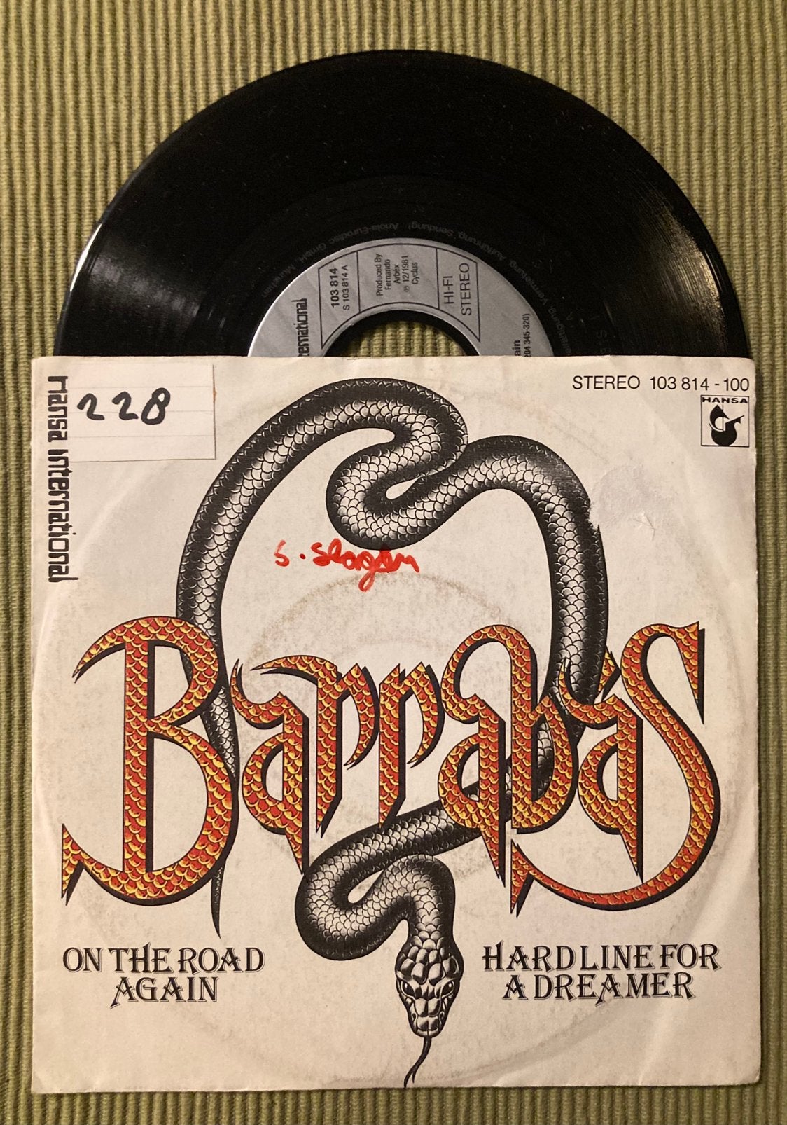 Vinyl single Barrabas - On the road again, Gebruikt, 7 inch, Ophalen of Verzenden, Dance en House