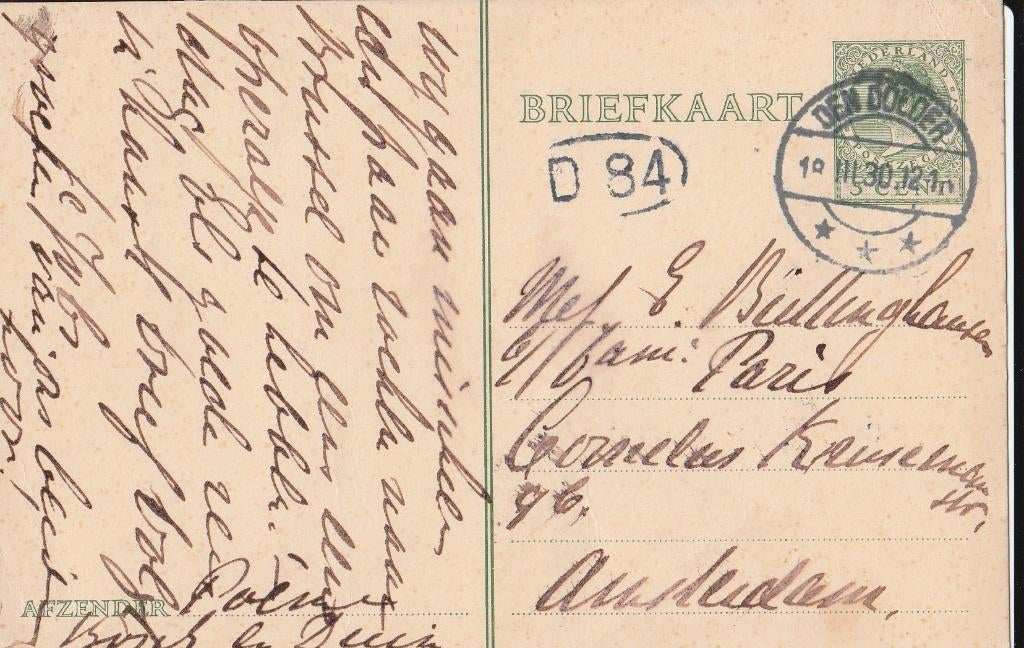 DEN DOLDER 1930 Polner? Bosch en DUIN, Ophalen of Verzenden, 1920 tot 1940, Gelopen, Utrecht