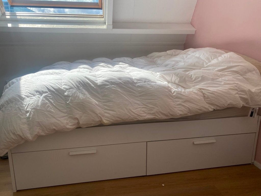 Bedframe gratis ophalen, Ophalen, Gebruikt, Tweepersoons, 140 cm