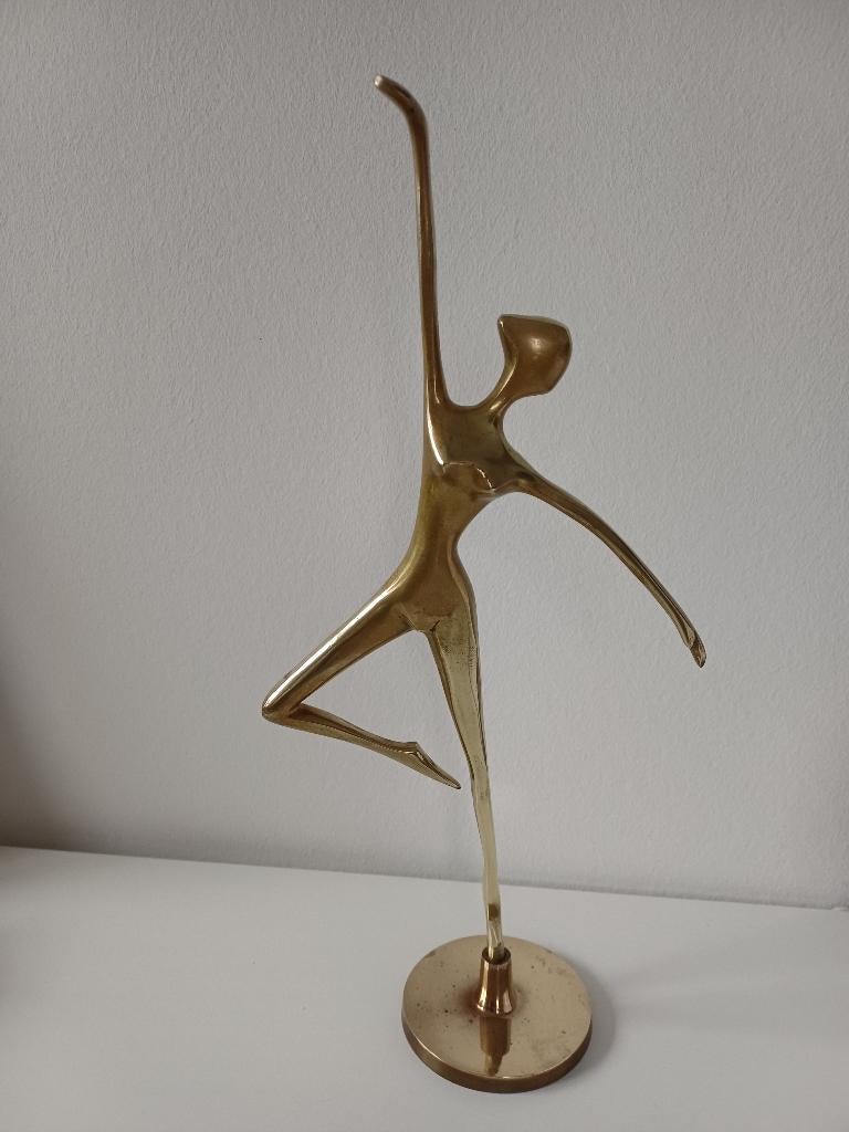 Vintage design massief messing ballerina, Verzamelen, Beelden en Beeldjes, Ophalen of Verzenden, Zo goed als nieuw, Dier