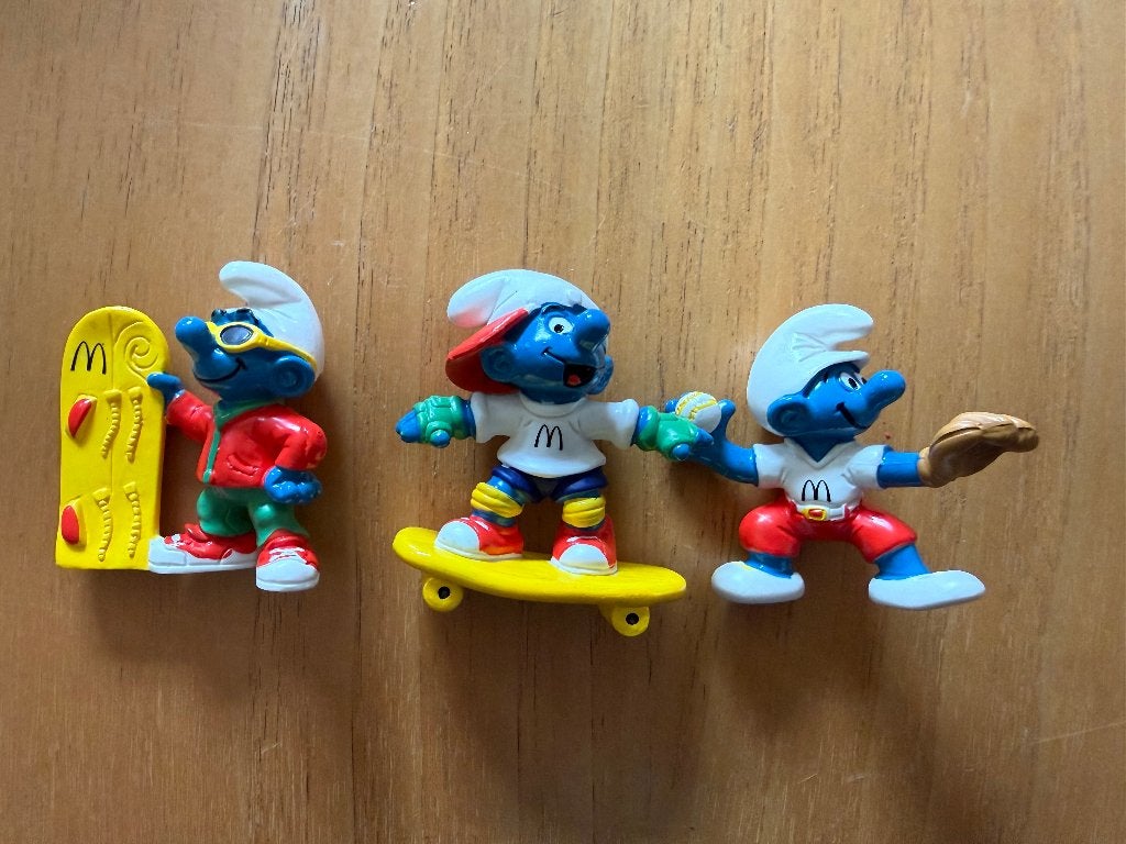 Smurf McDonalds 3 stuks sport zie de foto, Ophalen, Zo goed als nieuw, Poppetje, Figuurtje of Knuffel