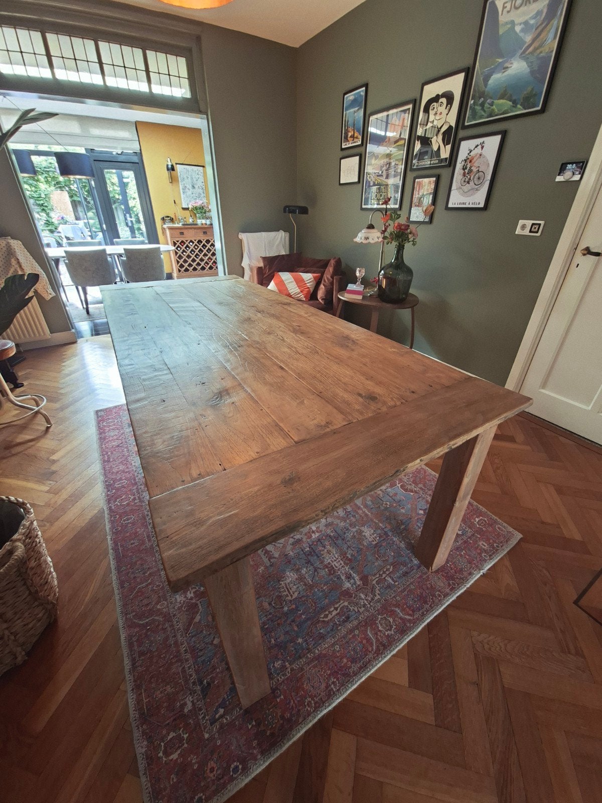 Robuuste eiken houten eettafel - 240x100 cm, Ophalen