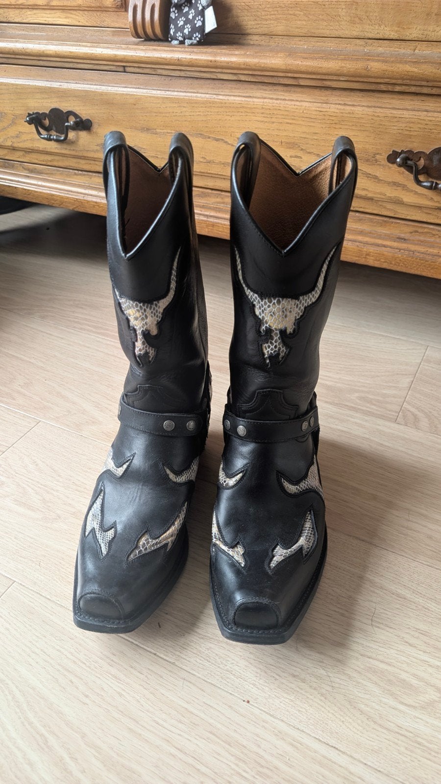 Sendra Boots - Zwarte cowboy laarzen met phytonprint, Zwart, Boots, Ophalen of Verzenden, Zo goed als nieuw