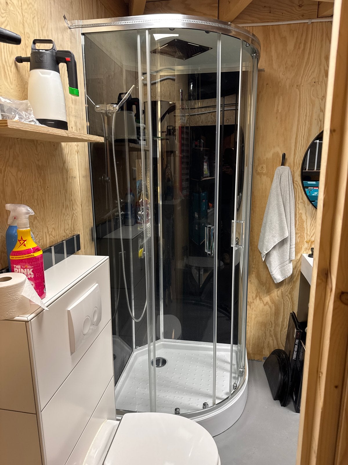 Douchecabine met handdouche, regendouche en zijstralen, Ophalen, Gebruikt, Glas, Douche