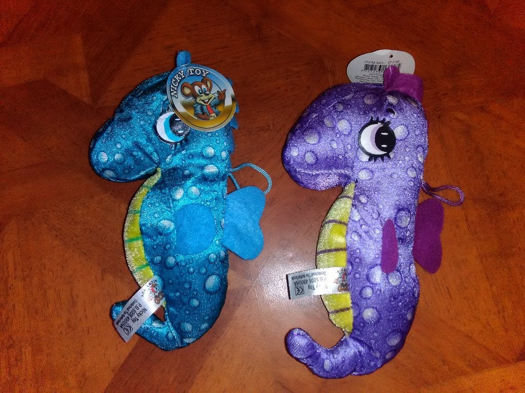 2 zeepaardjes pluche 21cm nieuw, Overige typen, Nieuw, Ophalen of Verzenden, Met label
