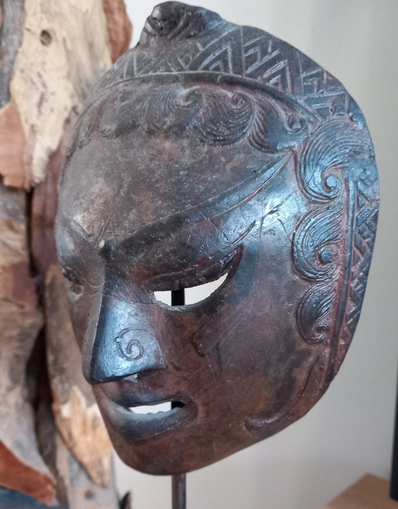 Bronzen Javanese theater / dansmasker, Kelana masker, Indonesië, Ophalen of Verzenden, Masker, Brons