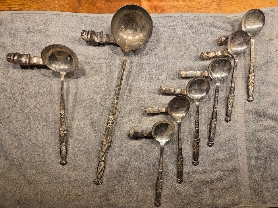 Antieke Chinese bowlset / ponset verzilverd (16-delig), Antiek en Kunst, Ophalen of Verzenden