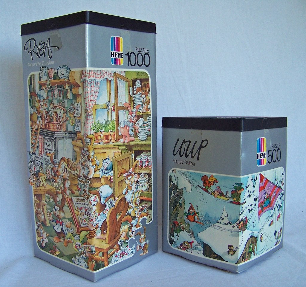 Heye Puzzel -Ryba Nouvelle Cuisine + Loup Skiing Cartoon €25, Ophalen of Verzenden, 500 t/m 1500 stukjes, Zo goed als nieuw, Legpuzzel