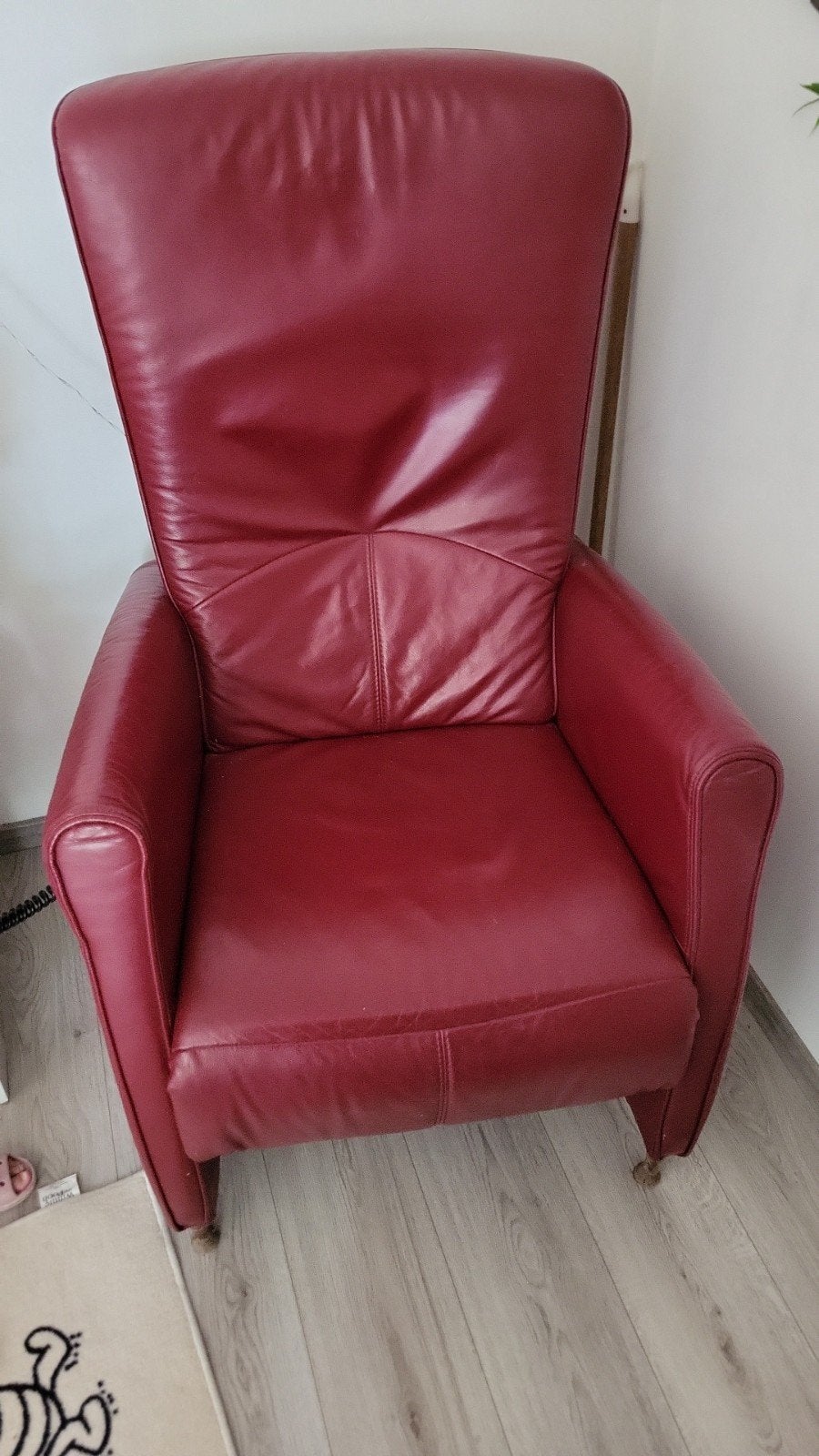 Leren relaxfauteuil met verstelbare rugleuning, Ophalen, Gebruikt, Klassiek, comfortabel, 75 tot 100 cm