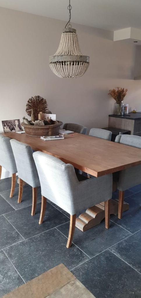 Kloostertafel met 6 stoelen, Huis en Inrichting, Tafels | Eettafels, Gebruikt, 200 cm of meer, Vijf personen of meer, Rechthoekig