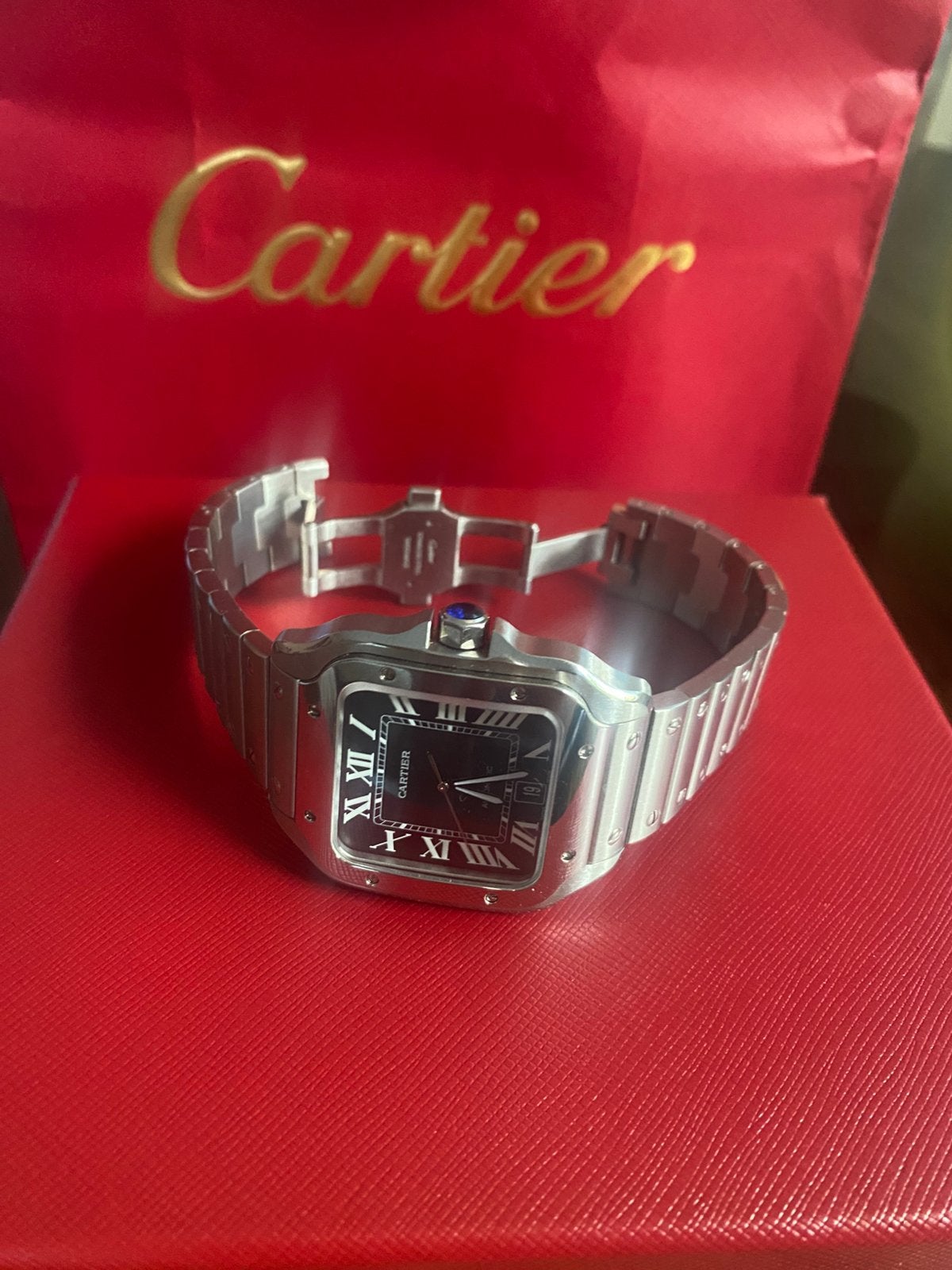 Cartier Santos de Cartier LM. (hommage), Overige merken, Staal, Met bandje, Polshorloge