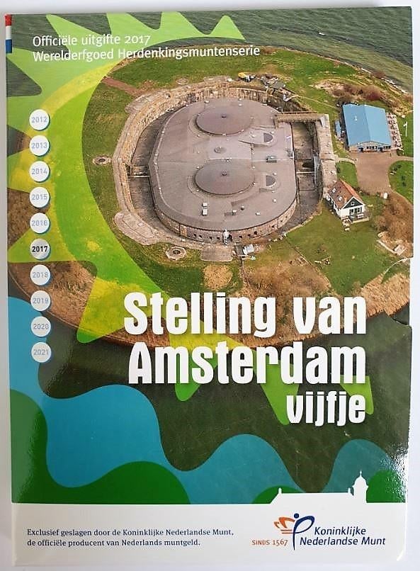 Stelling van Amsterdam Vijfje 2017 Zilver Proof, Verzenden, Koningin Beatrix, Zilver, Euro's