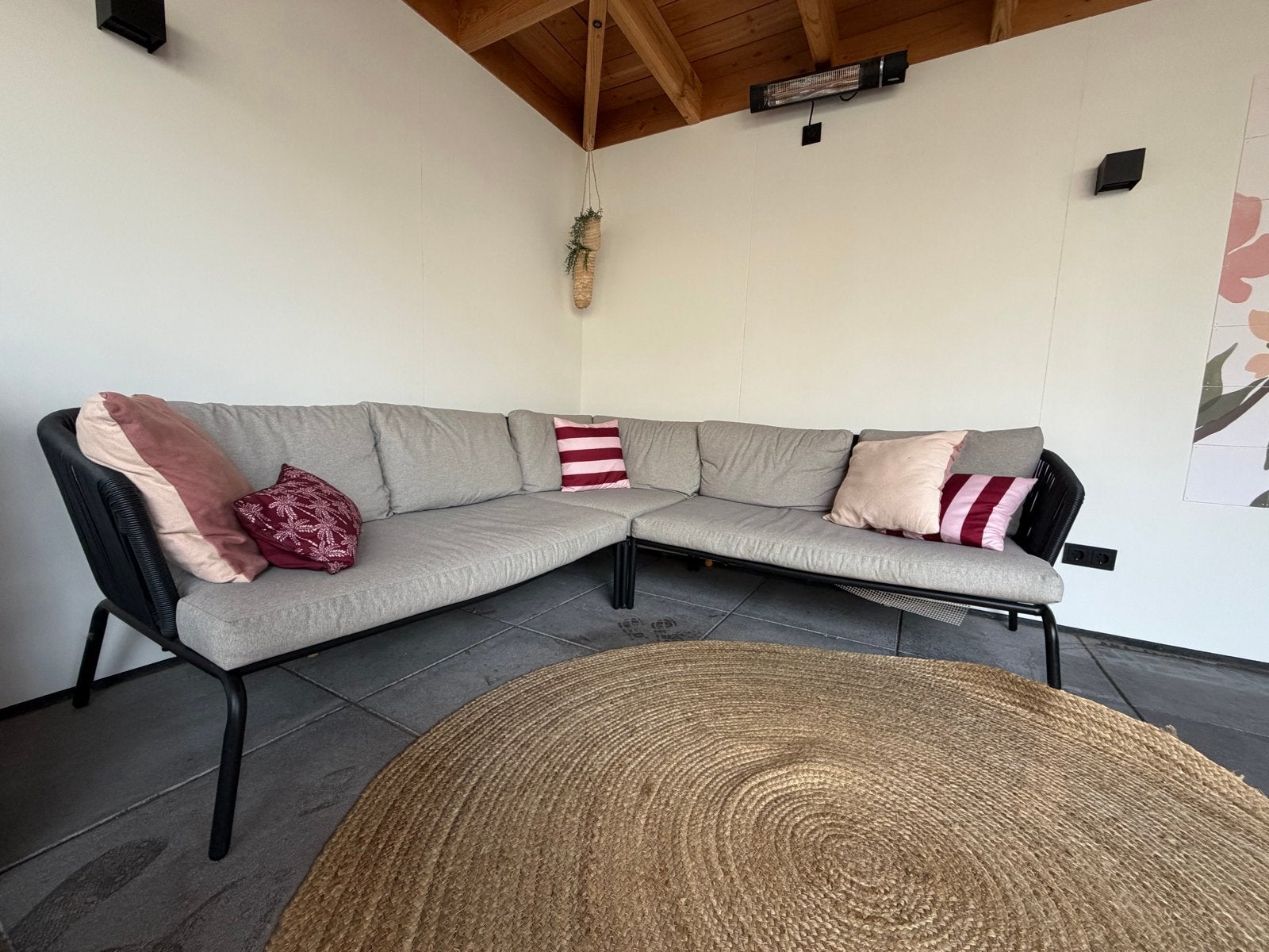 Loungeset Kopenhagen Karwei antraciet incl tafel, Ophalen, 5 zitplaatsen, Kunststof, Gebruikt