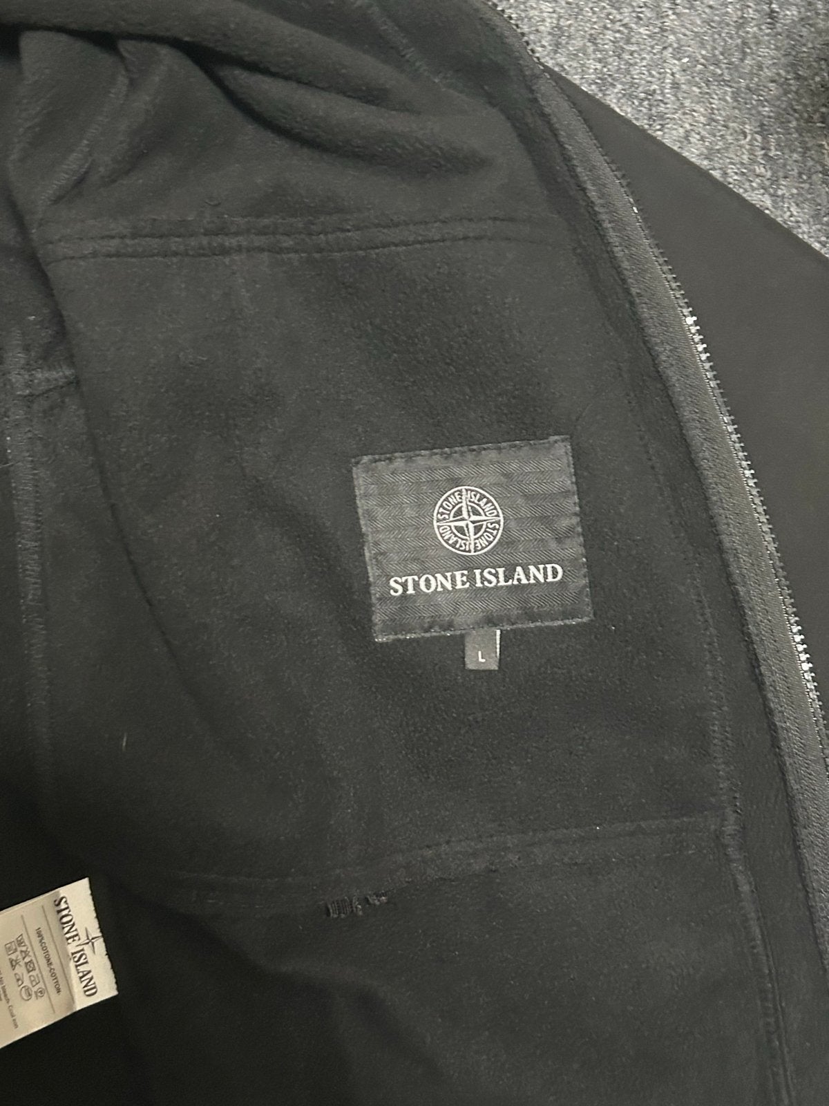 Stone Island Zwarte Jas Maat L, Ophalen of Verzenden, Zo goed als nieuw, Maat 52/54 (L), Zwart