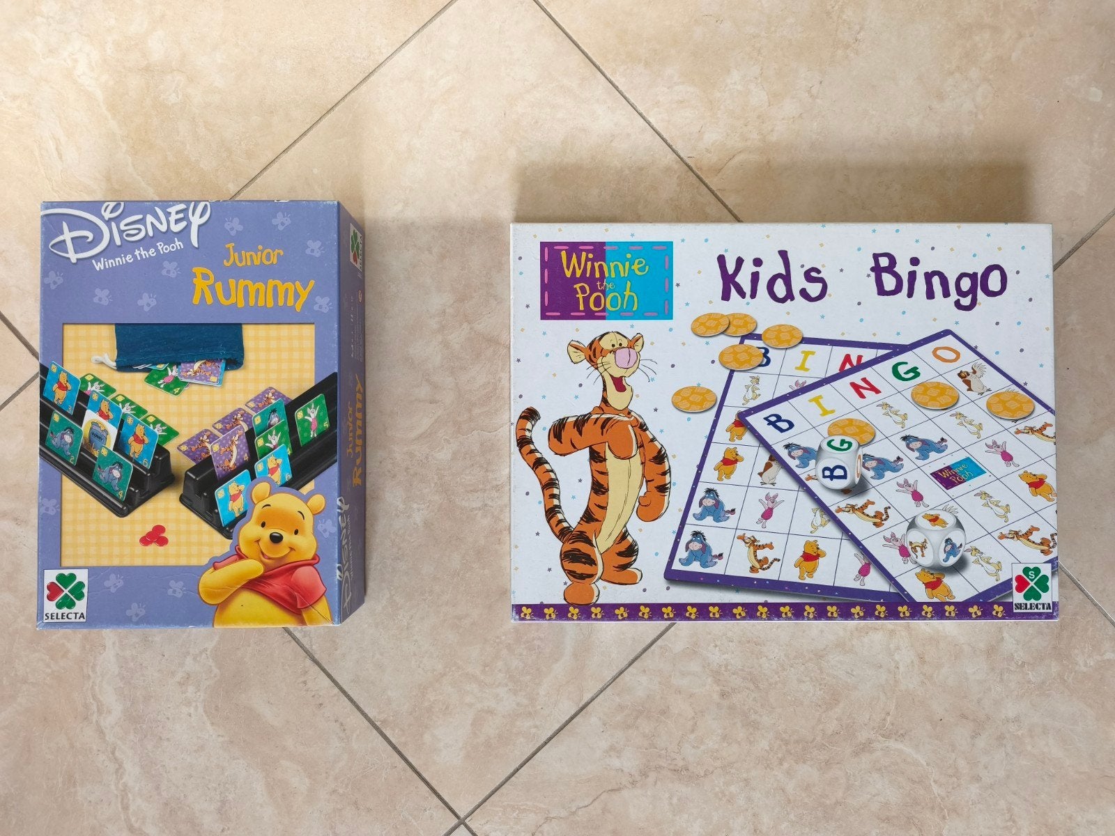 Winnie de Poeh Junior Rummy & Kids Bingo Spellen, Een of twee spelers, Ophalen of Verzenden, Gebruikt, Selecta