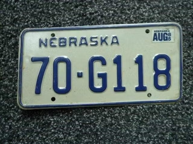 Kentekenplaat licenseplate Nebraska 1985 USA, Verzenden, Gebruikt, Auto's