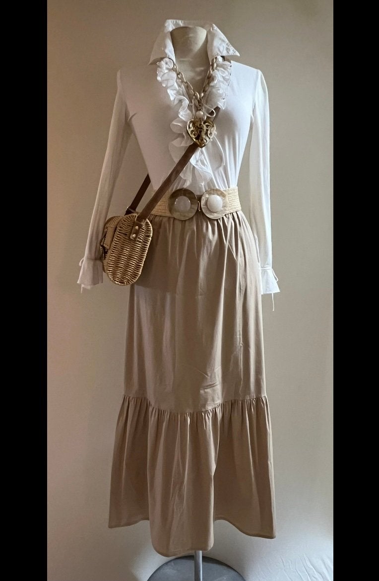 Scapa 40/42 midi maxi rok katoen mix beige/zand, Kleding | Dames, Maat 38/40 (M), Verzenden, Beige, Zo goed als nieuw