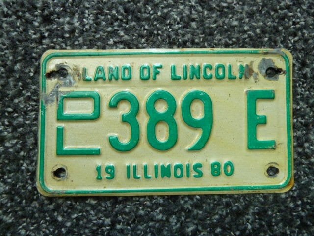Motor licenseplate / motor kentekenplaat Illinois 1980 USA, Verzamelen, Verzenden, Gebruikt, Auto's