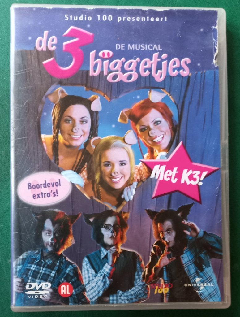 K3 - De 3 Biggetjes - De Musical, Cd's en Dvd's, Dvd's | Kinderen en Jeugd, Alle leeftijden, Zo goed als nieuw, Show, Avontuur