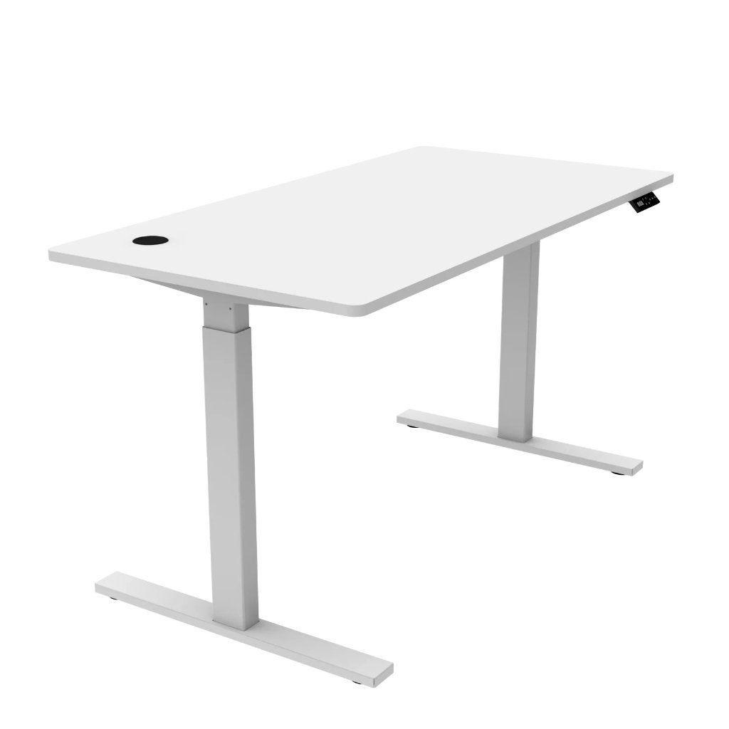 Elektrisch zit-sta bureau 140x70 – 4 geheugenstanden, Ophalen, Zit-sta bureau, Spaanplaat of MDF, Zo goed als nieuw