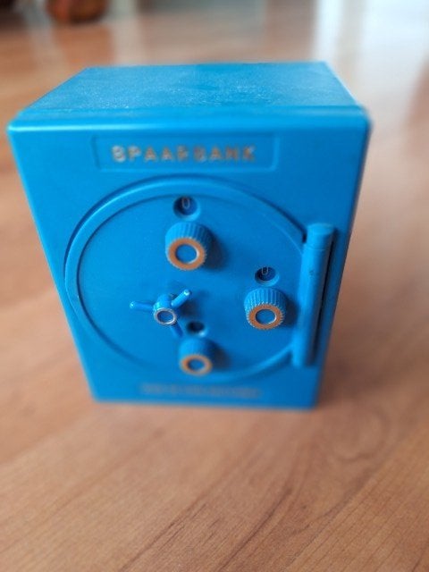 Plastic kluis Spaarbank voor de stad Amsterdam jaren 60, Ophalen of Verzenden, Gebruikt