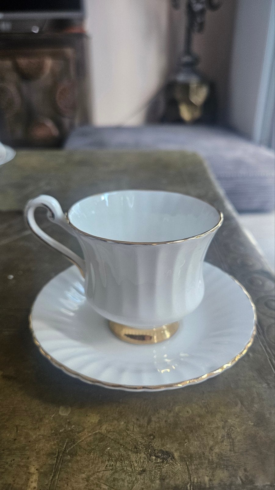 2x Paragon 498 Theekop en Schotel - Elegant Wit met Goud, Ophalen of Verzenden