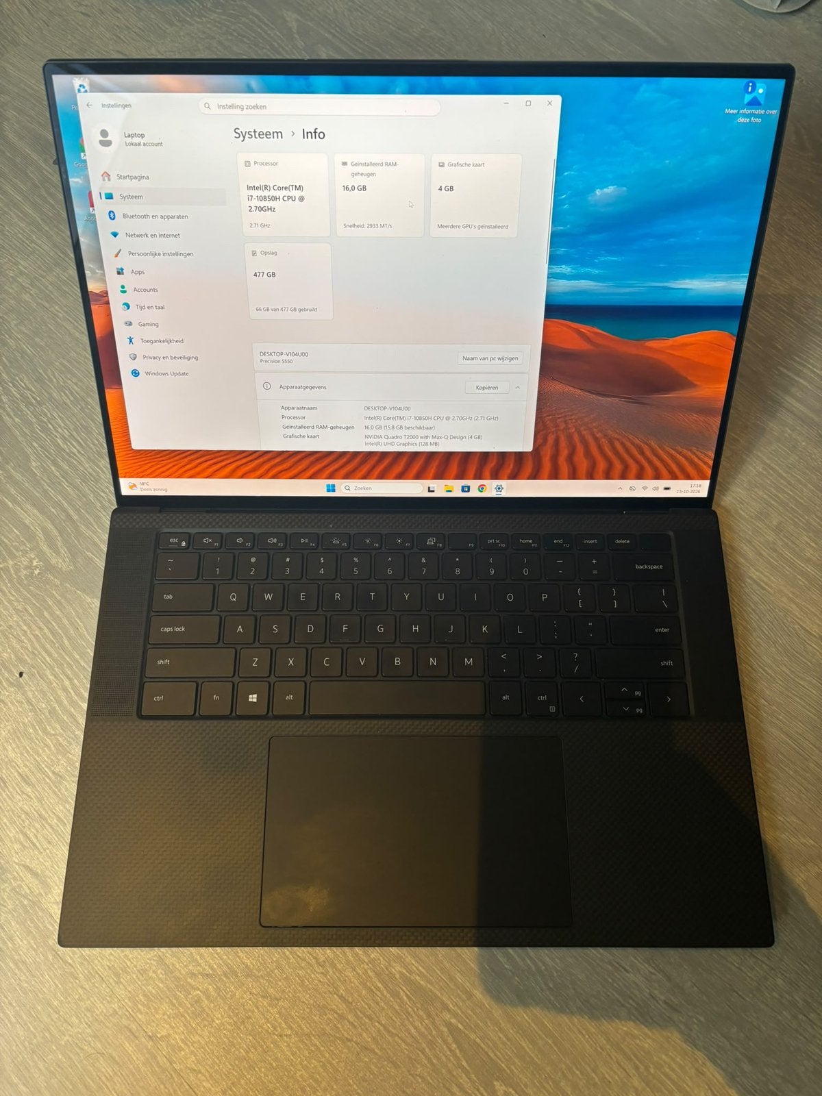 Dell laptop precision 5550, Ophalen, Zo goed als nieuw, Gaming, 15 inch