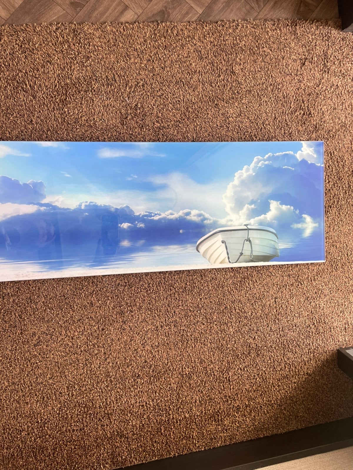 Foto op glas van boot in water, Ophalen