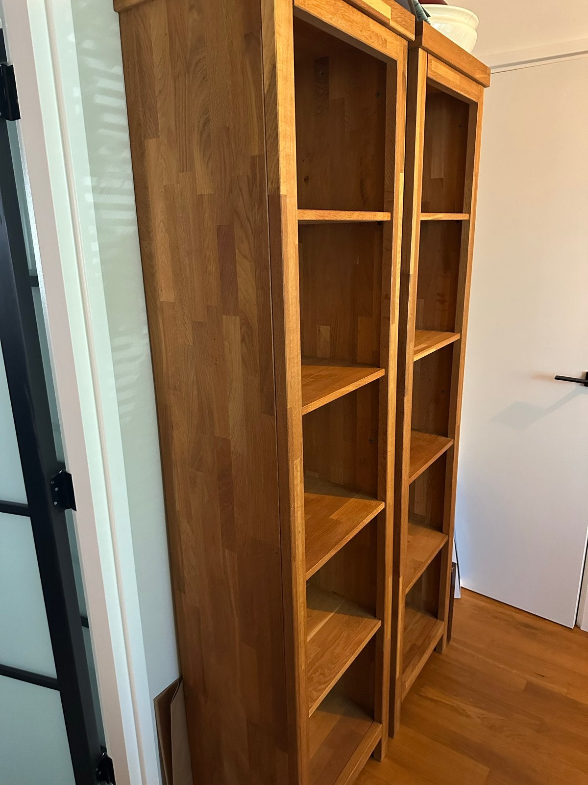 Boekenkasten, Salontafel en TV-meubel Set eikenhout, Ophalen, Gebruikt, 100 tot 150 cm, 200 cm of meer