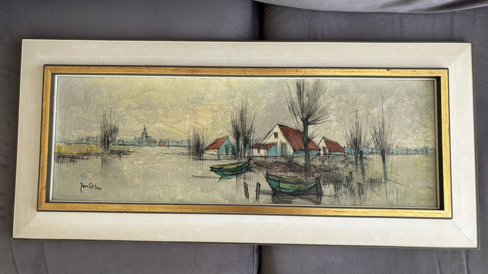 Schilderij winter tafereel 83 x 38 cm, Antiek en Kunst, Doek, Oud hollands, Ophalen of Verzenden, Gesigneerd