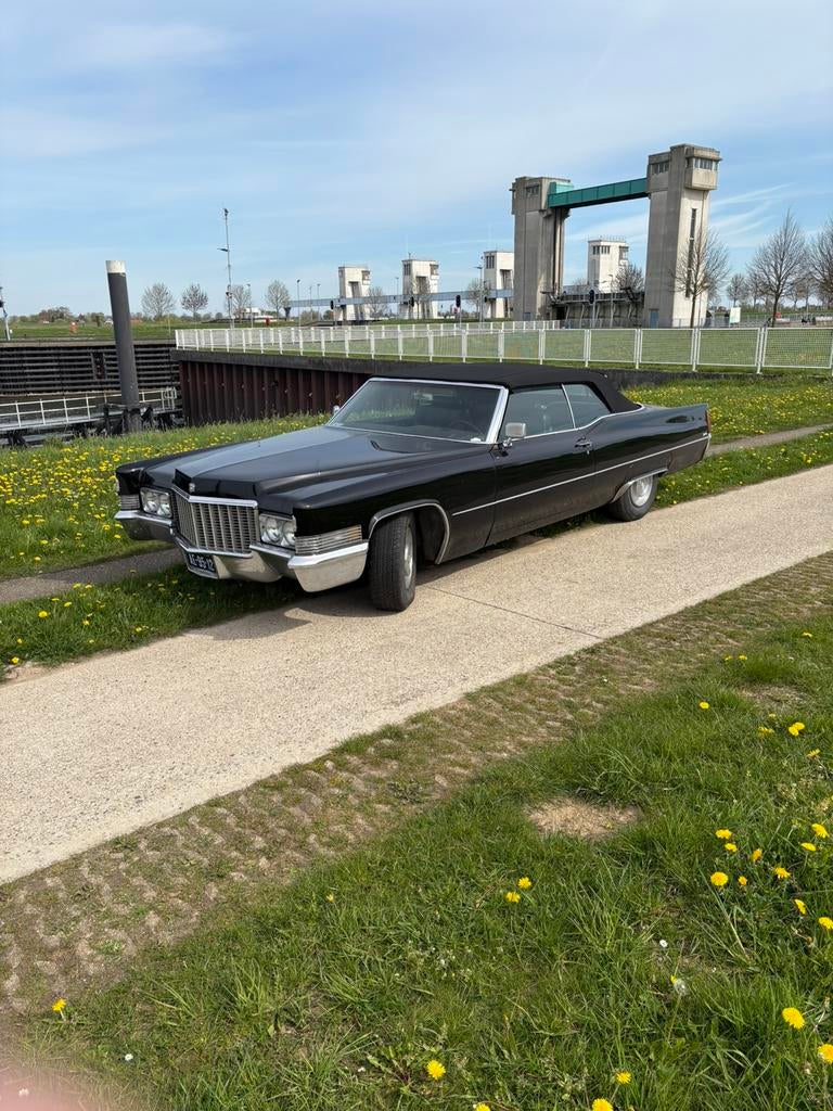 Te koop Cadillac convertible de ville 1970, Auto's, Automaat, Zwart, Cabriolet, Zwart