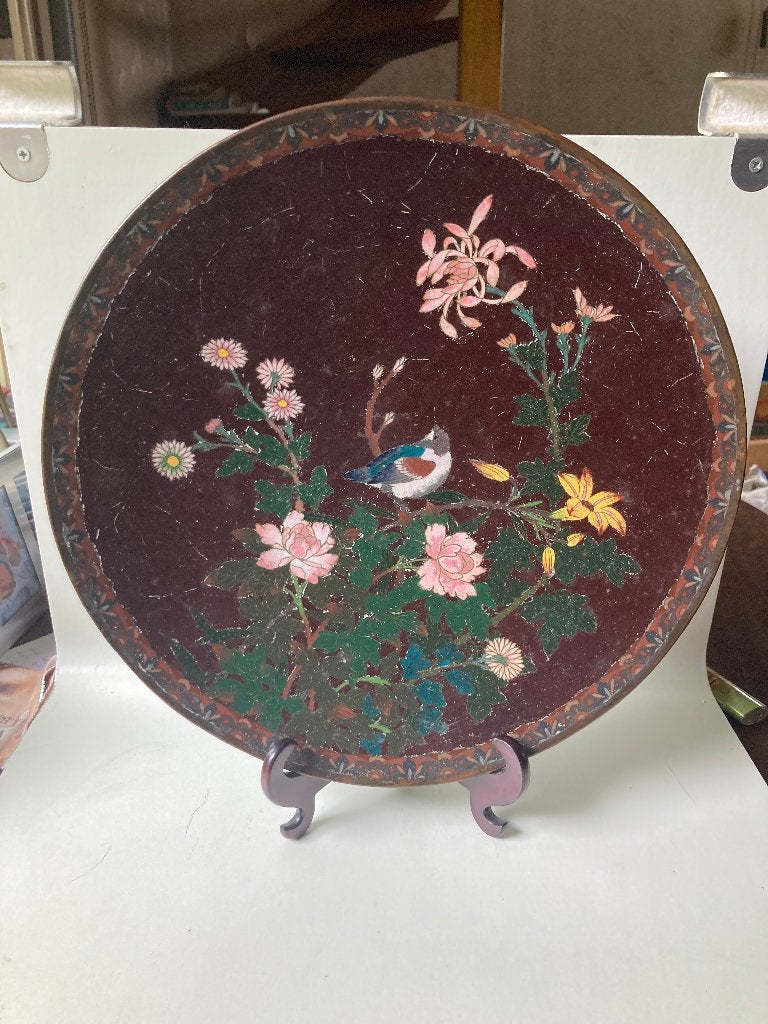 Japans cloisonne emaille bord Meiji periode (1867 – 1912), Antiek en Kunst, Ophalen of Verzenden