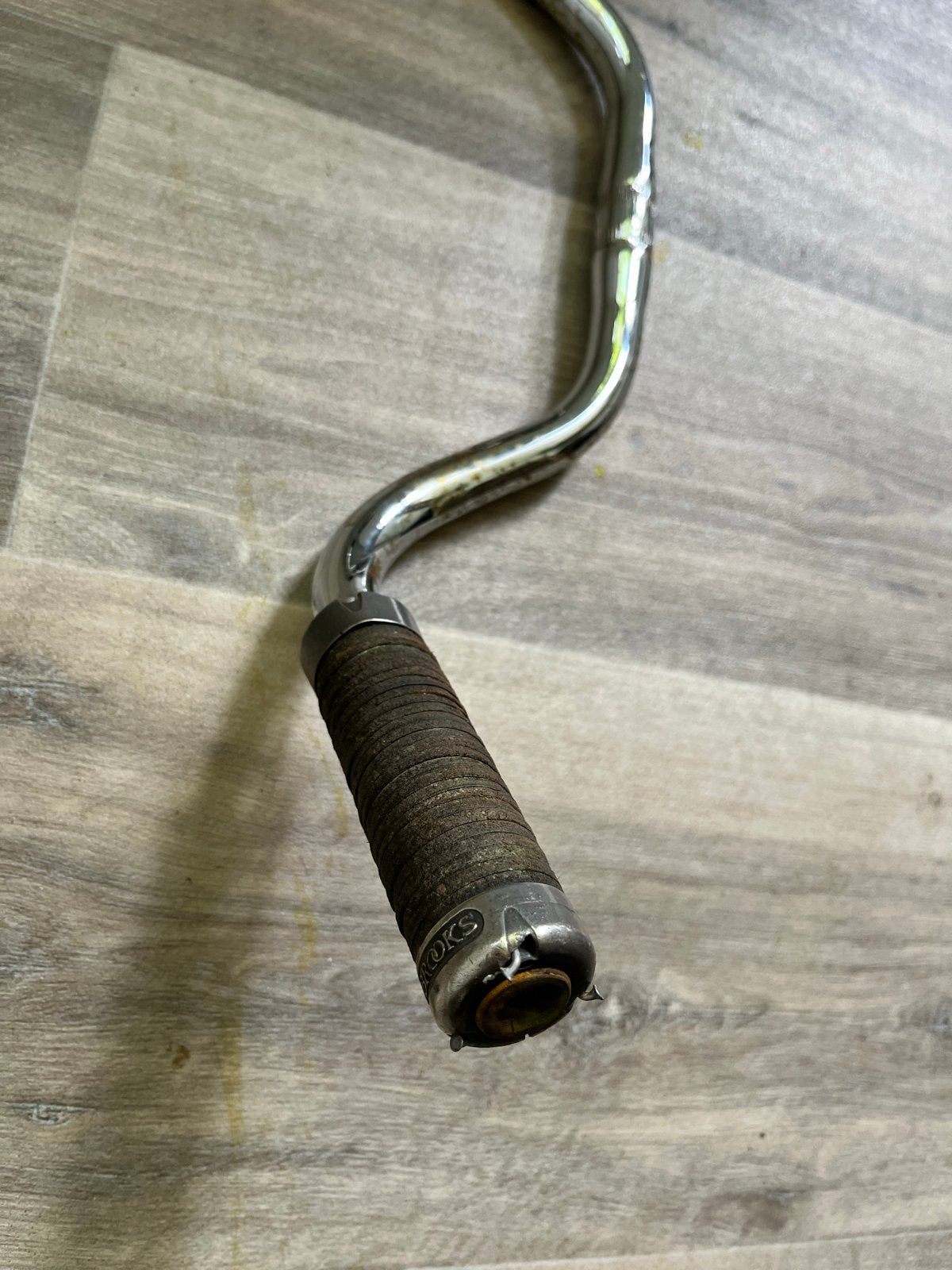 Vintage Brooks fietszadel en stuur - Leer en Chroom, Ophalen, Gebruikt, Leer, Zadel