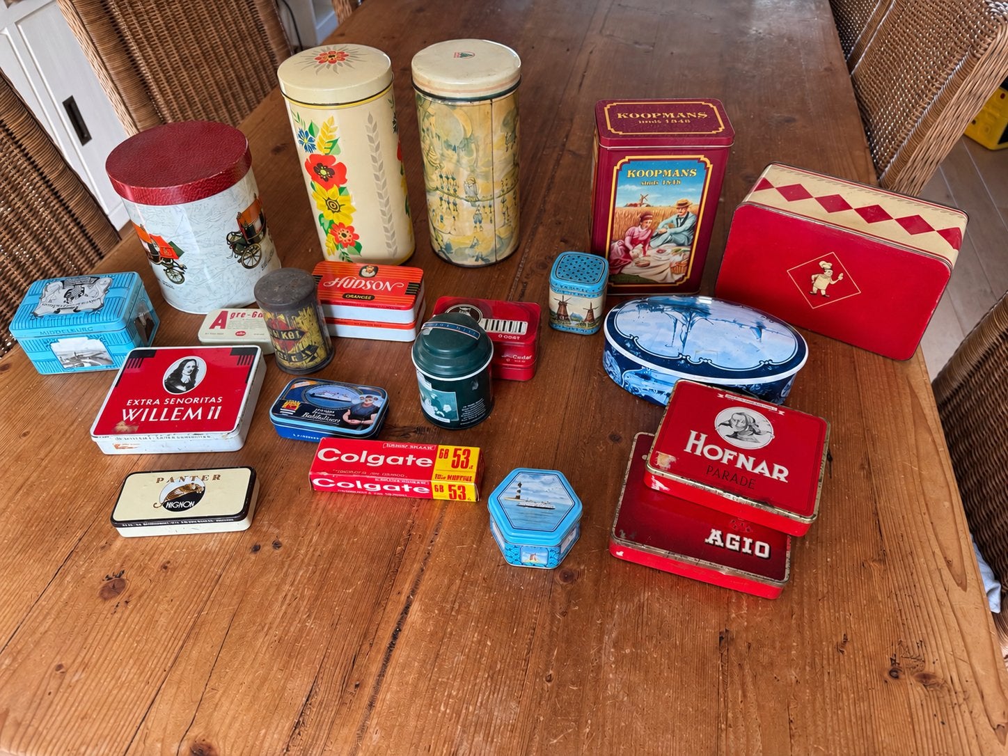 Mooie collectie vintage blikken, diverse merken en maten, Ophalen of Verzenden, Gebruikt, Overige, Overige merken
