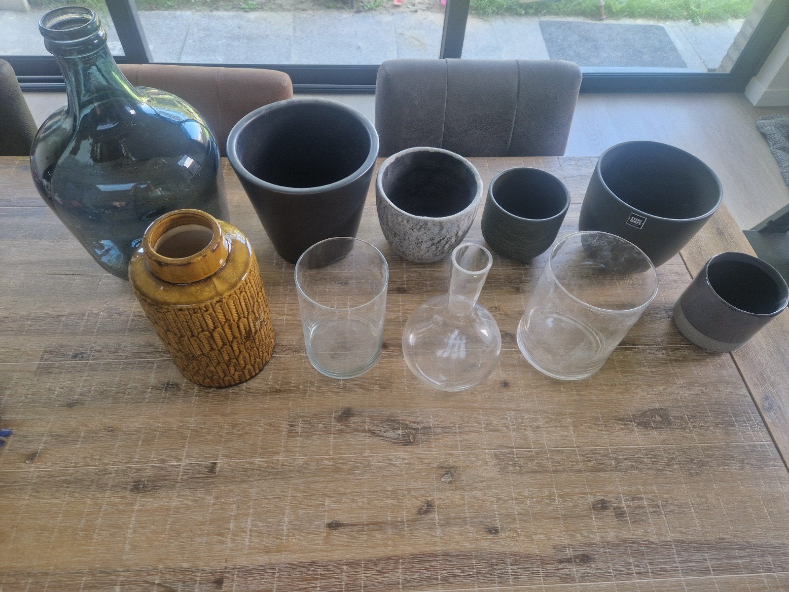 Diverse vazen en potten - Set van 10 stuks, Ophalen, Gebruikt, Meerkleurig, Glas