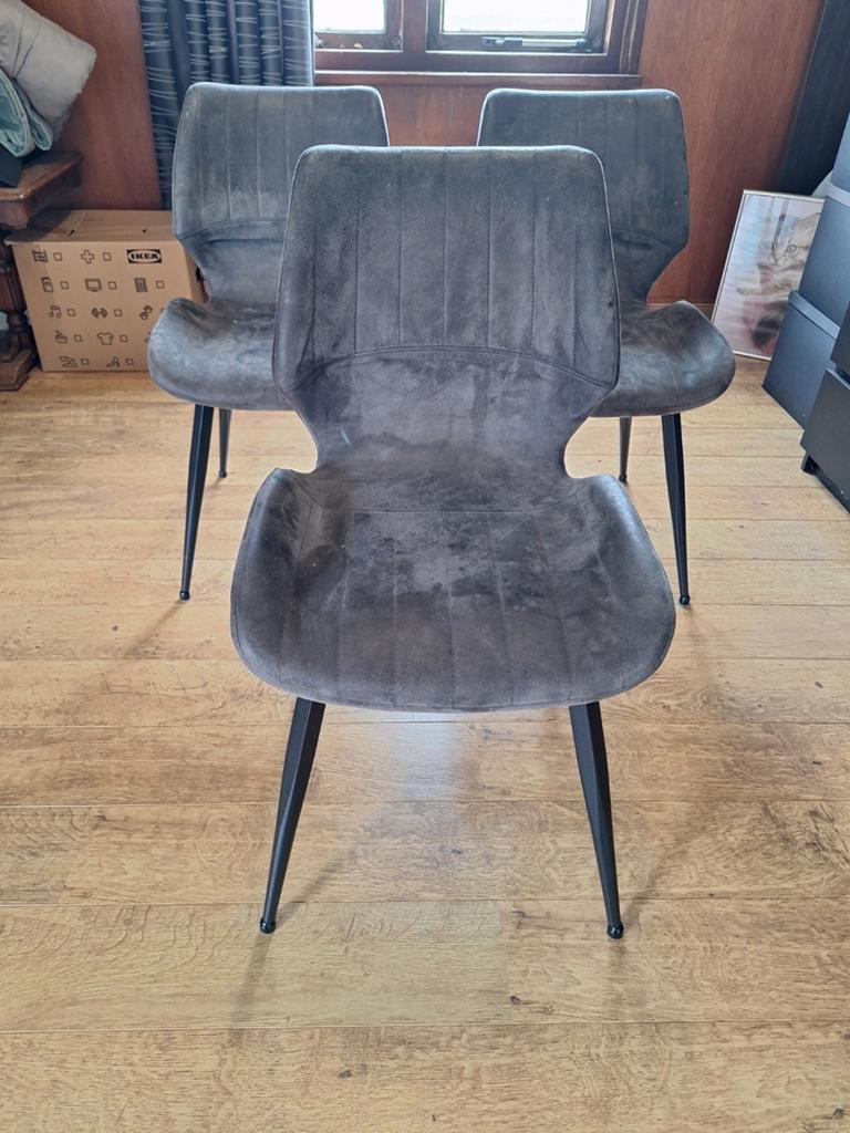 6 eetkamerstoelen, Huis en Inrichting, Stoelen, Ophalen, Gebruikt, Grijs, Vier