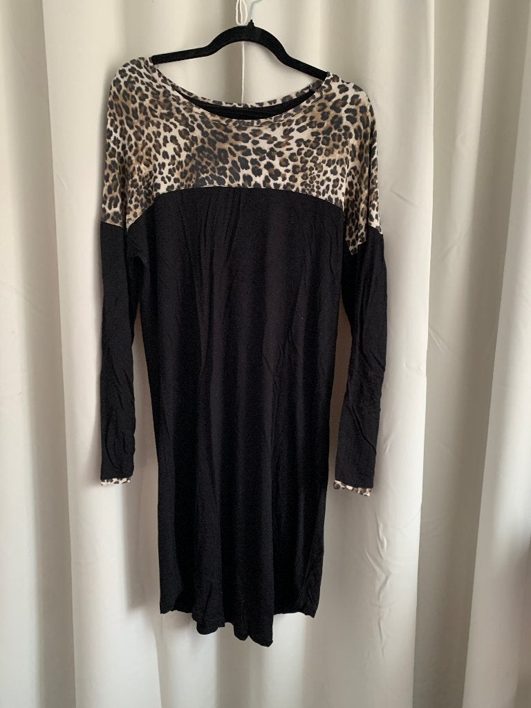 Jurk zwart met tijgerprint mt xxl, Zwart, Maat 46/48 (XL) of groter, Ophalen of Verzenden, Zo goed als nieuw
