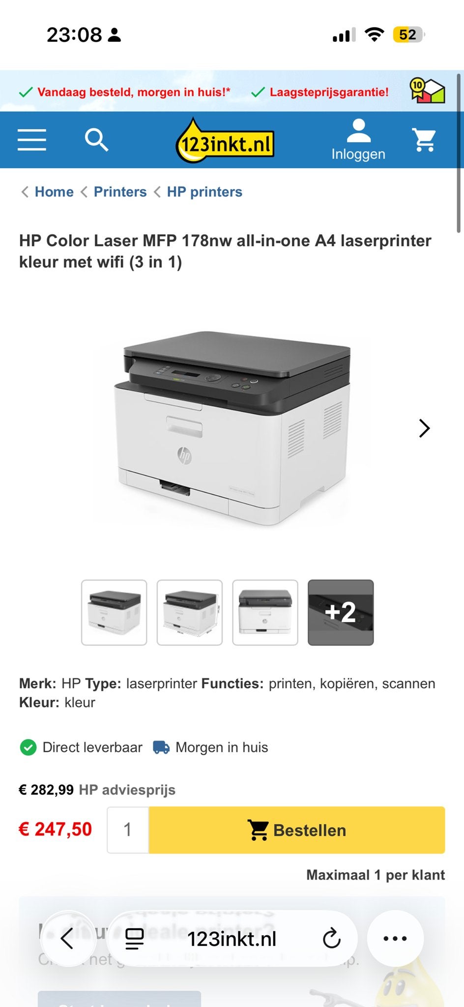 HP Color Laser MFP 178nw All-in-One A4 Laserprinter met WiFi, Computers en Software, Printers, Ophalen, All-in-one, Kleur printen