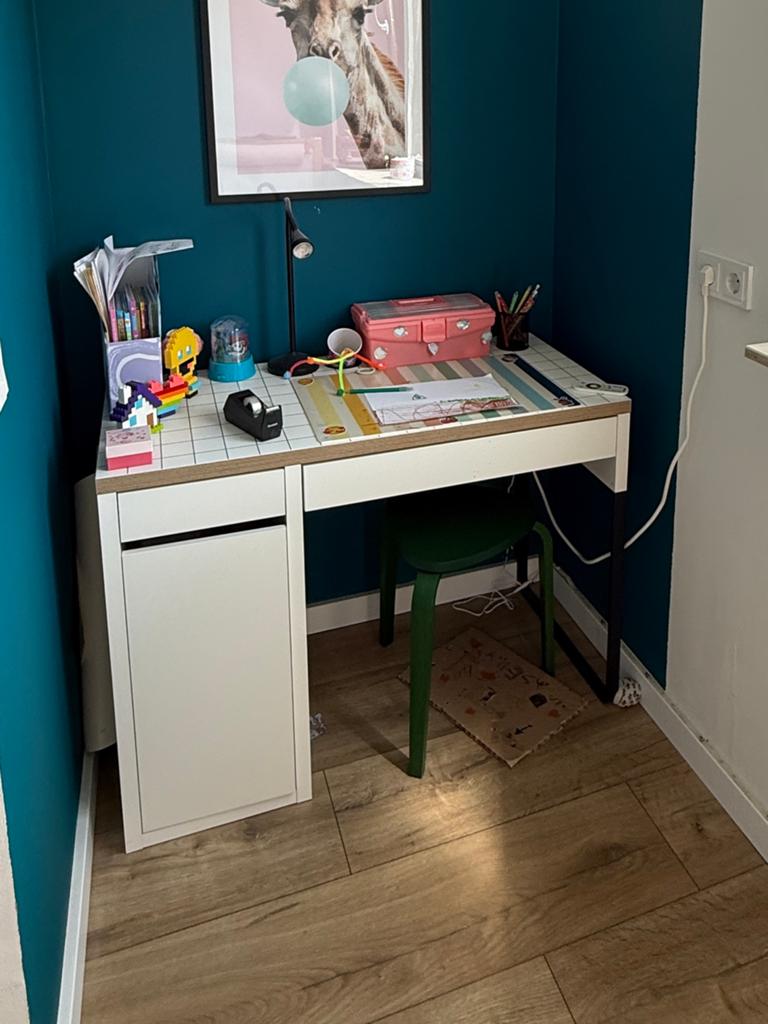 Compact kinderbureau met opbergruimte, Gebruikt, Met lades, Ophalen of Verzenden, Wit