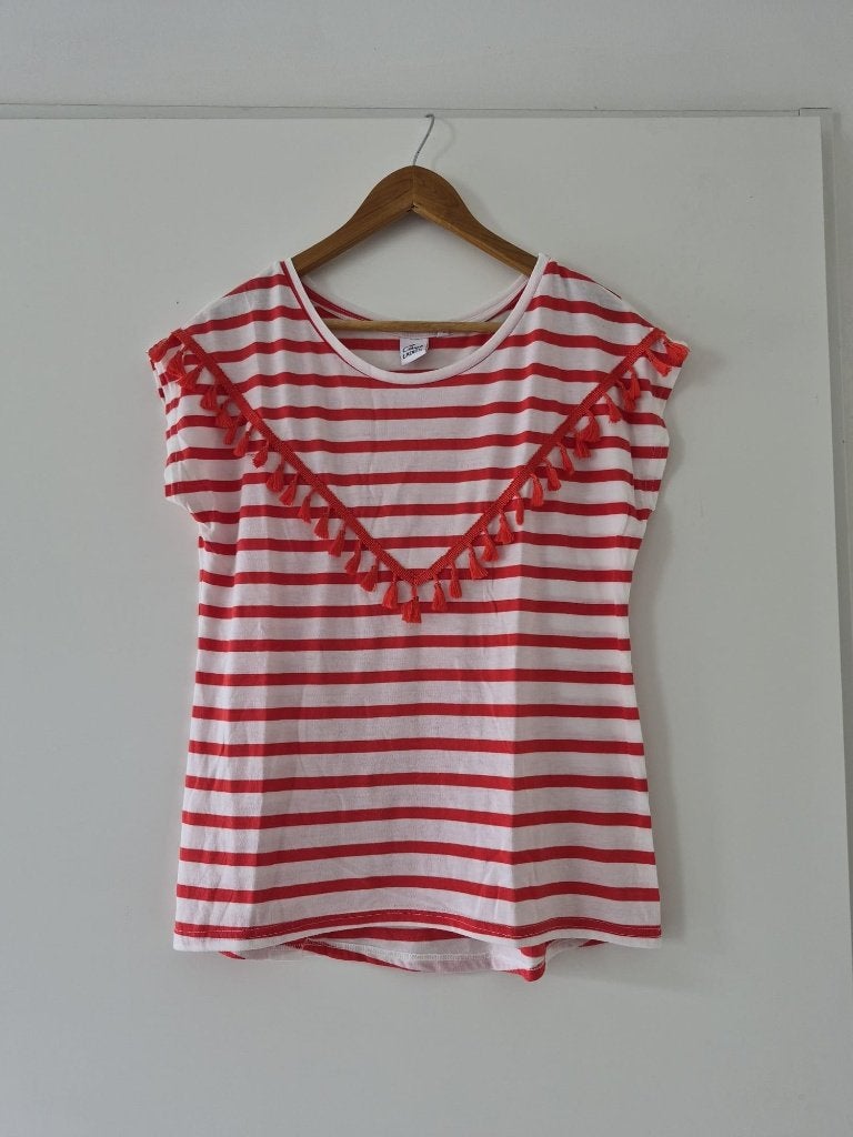 T-shirt Casual Ladies maat L dames - gestreept - rood / wit, Ophalen of Verzenden, Zo goed als nieuw, Korte mouw, Rood