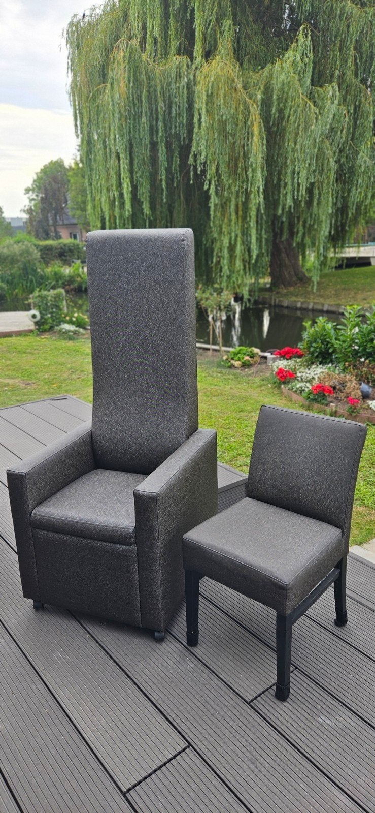 Moderne stoel met hoge rugleuning 160 cm, Huis en Inrichting, Ophalen, Gebruikt, Hout, Eén